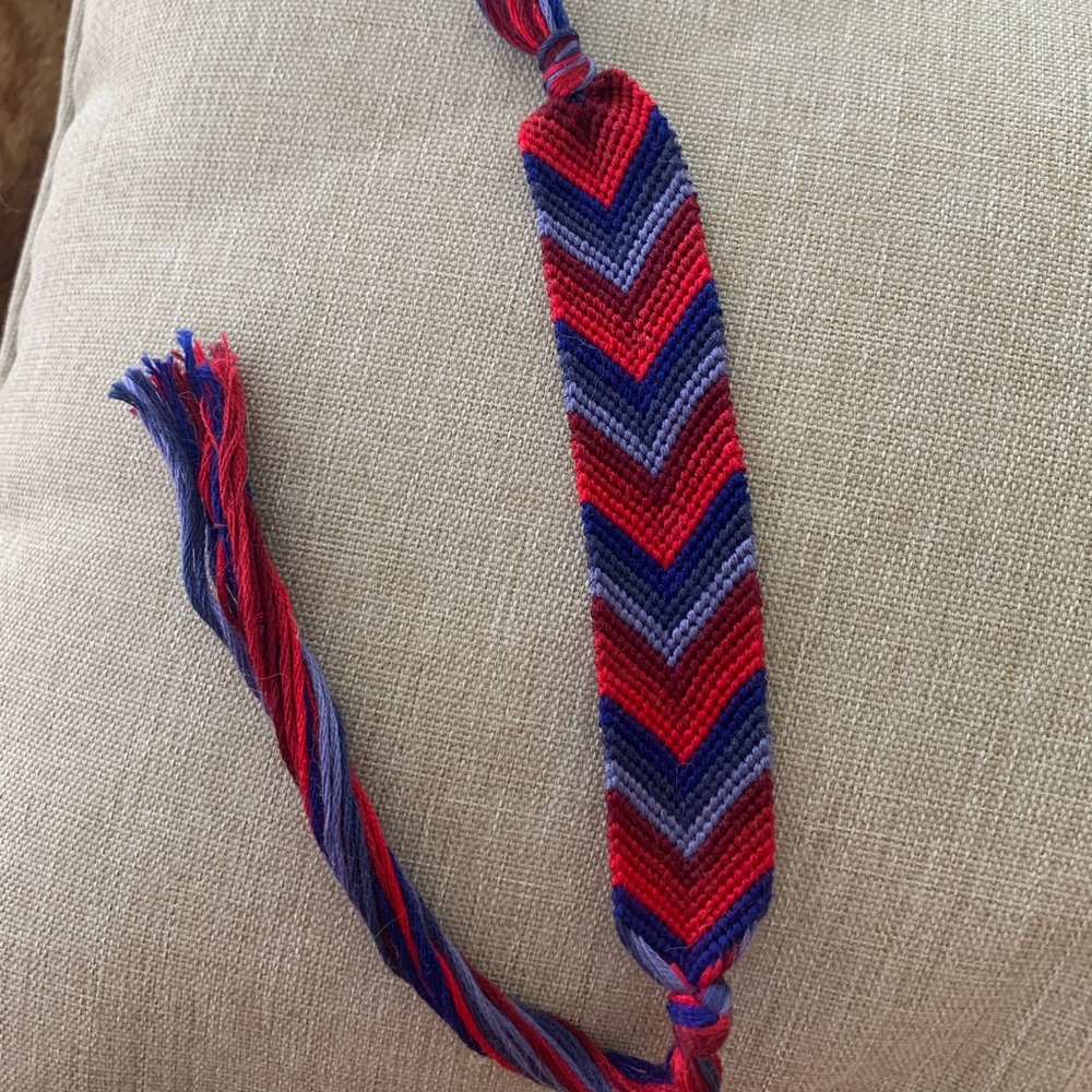Red & Blue Chevron Braided Bracelet